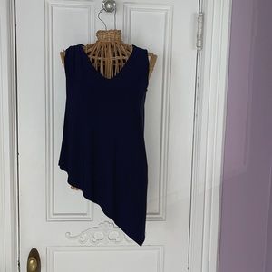 Navy asymmetrical sleeveless shirt